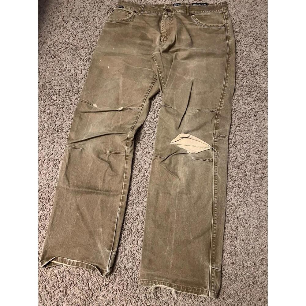 Kuhl Vintage Patina Dye Tan Hiking Outdoor Twill Pants Insane Fades Size 36x34